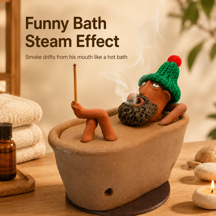 🎉 Lazy Bath Man Incense Burner 🛁🧘