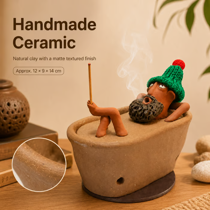 🎉 Lazy Bath Man Incense Burner 🛁🧘