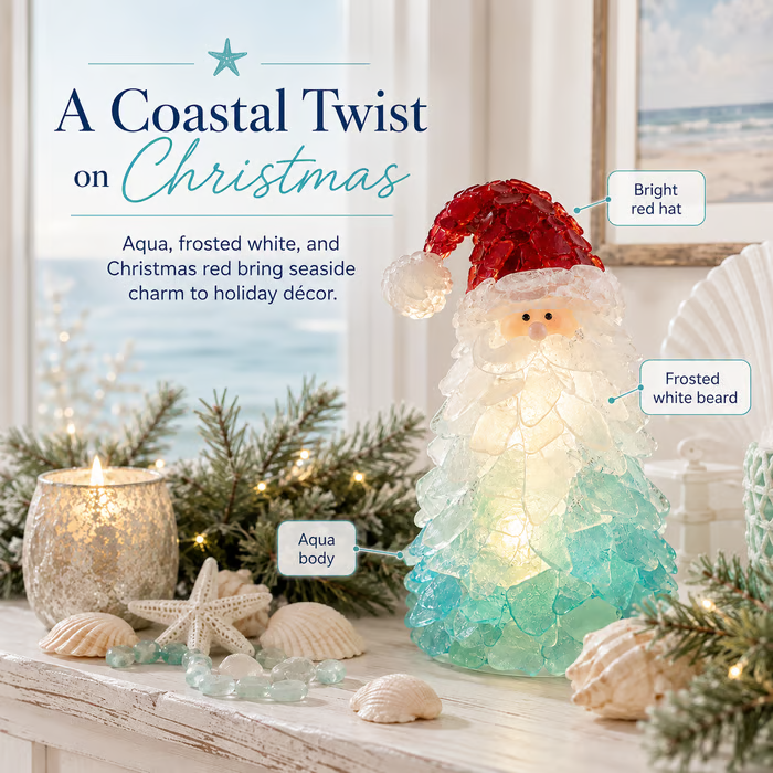 🔥Last Day 49% OFF – 🎅 Beginner-Friendly DIY Lighted Sea Glass Santa Christmas Decor Kit | Complete Kit with Sea Glass Pieces, Warm Fairy Lights & Step-by-Step Guide Included 💕