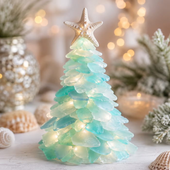🔥Last Day 49% OFF – 🎅 Beginner-Friendly DIY Lighted Sea Glass Santa Christmas Decor Kit | Complete Kit with Sea Glass Pieces, Warm Fairy Lights & Step-by-Step Guide Included 💕