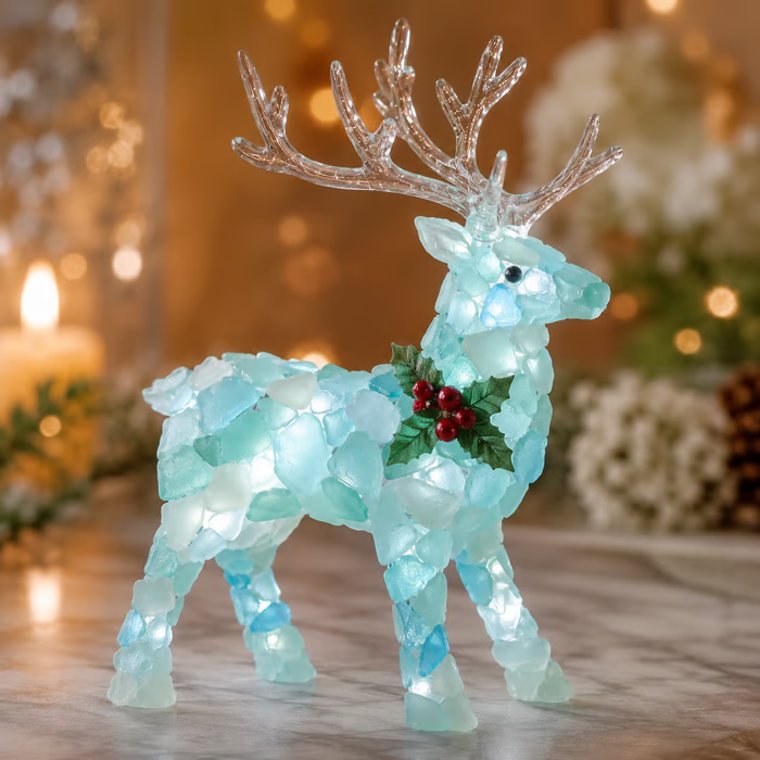 🔥Last Day 49% OFF – 🎅 Beginner-Friendly DIY Lighted Sea Glass Santa Christmas Decor Kit | Complete Kit with Sea Glass Pieces, Warm Fairy Lights & Step-by-Step Guide Included 💕