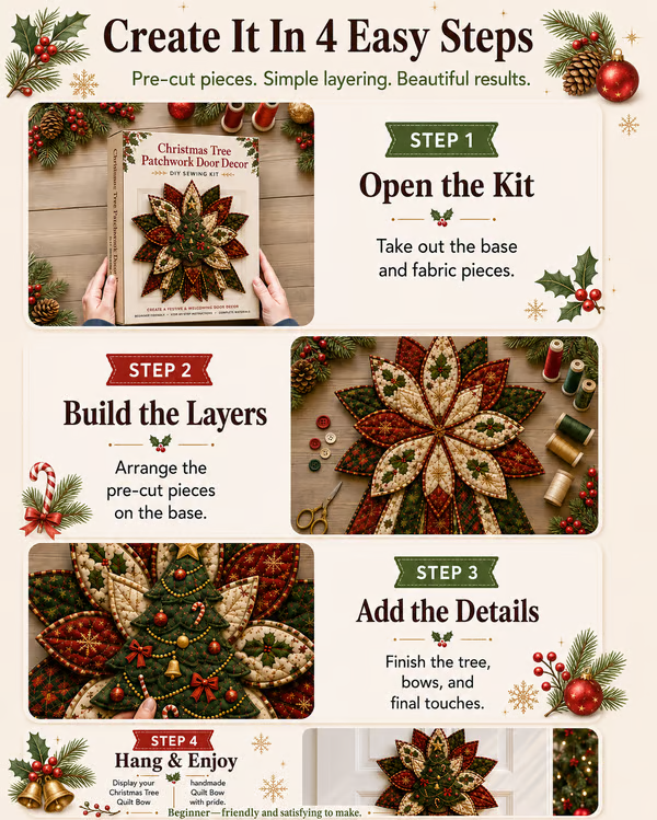 🎄Beginner-Friendly Oversized Christmas Character Quilted Door Hanger Sewing Kit | Complete Kit with All Tools & Step-by-Step Guide Included 💕