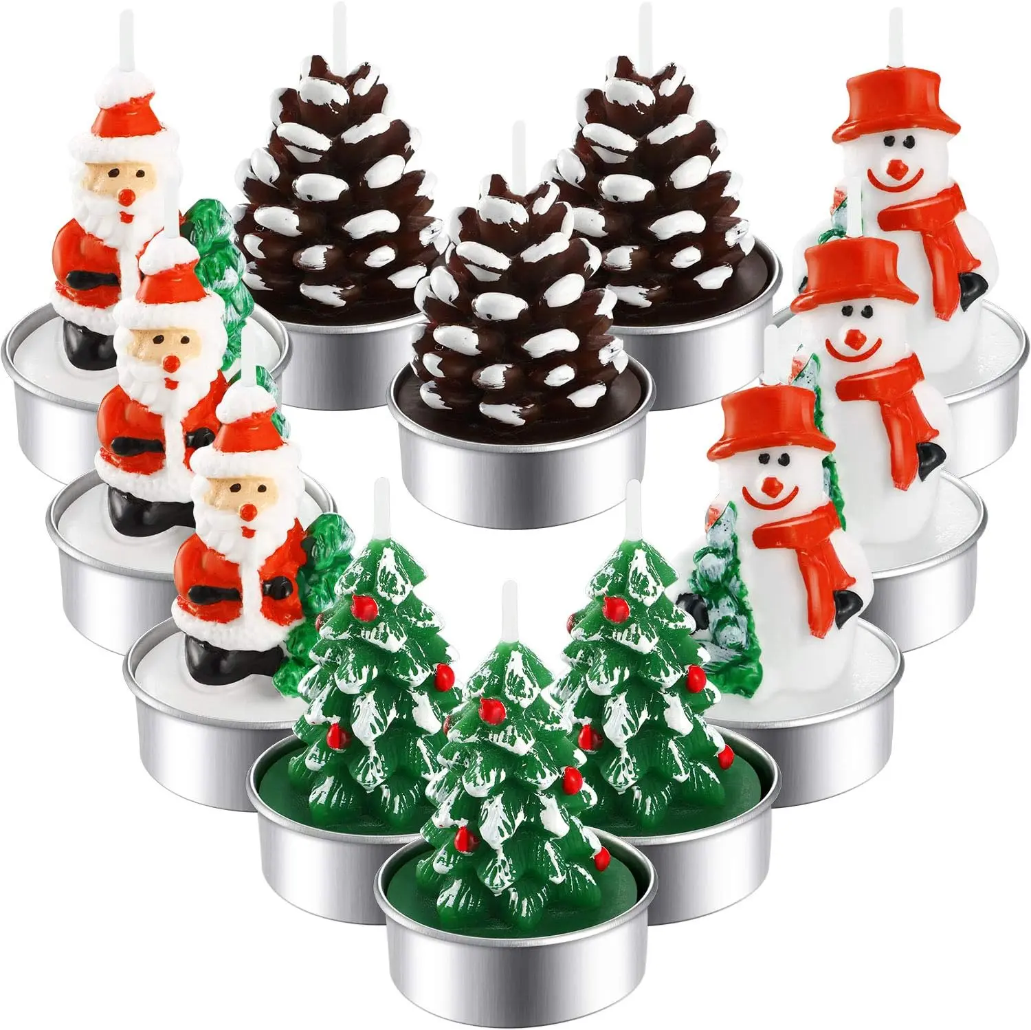 12 Pieces Christmas Tree Tealight Candles Handmade Delicate Tree Candles for Christmas Home Decoration Gifts-Festivesl
