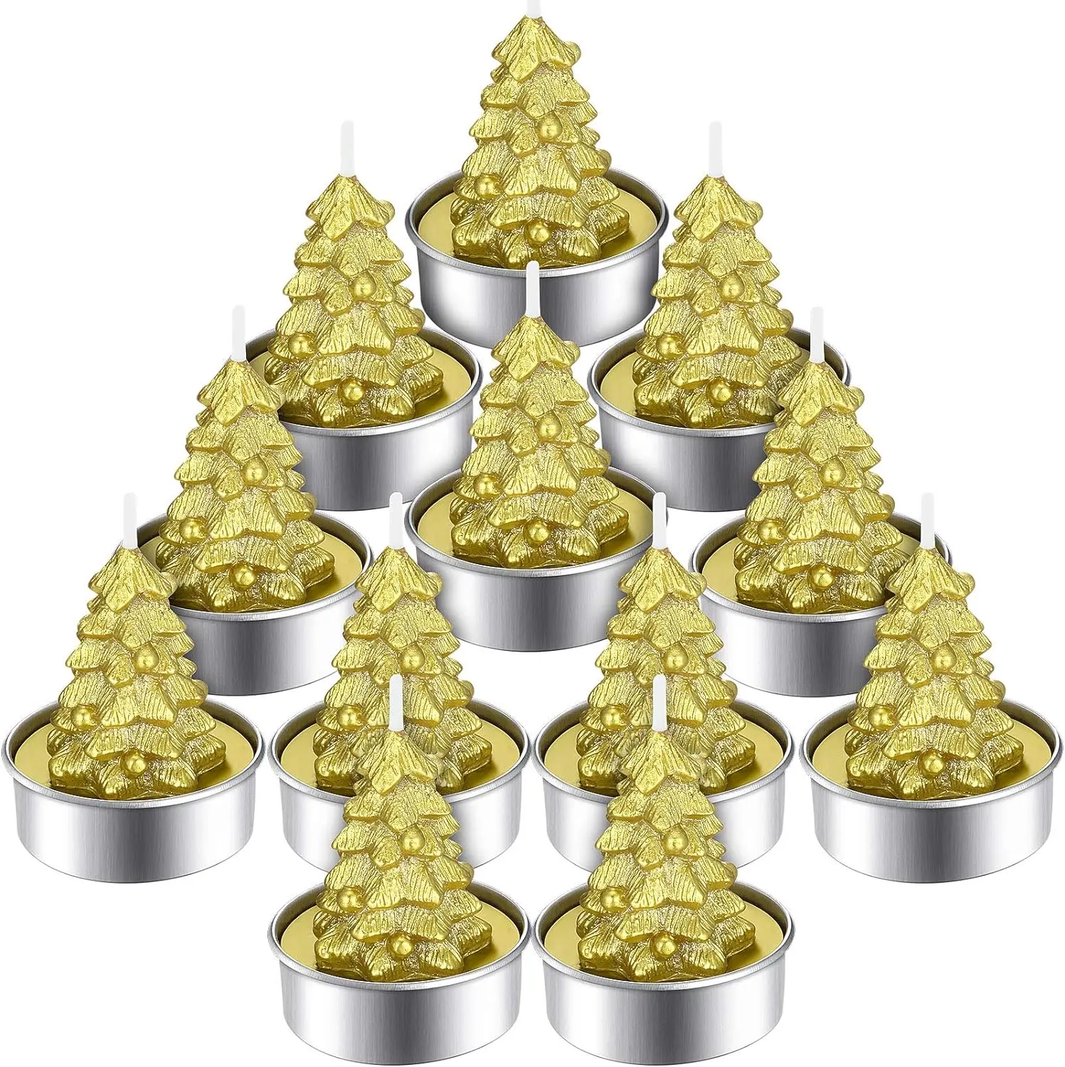 12 Pieces Christmas Tree Tealight Candles Handmade Delicate Tree Candles for Christmas Home Decoration Gifts-Festivesl