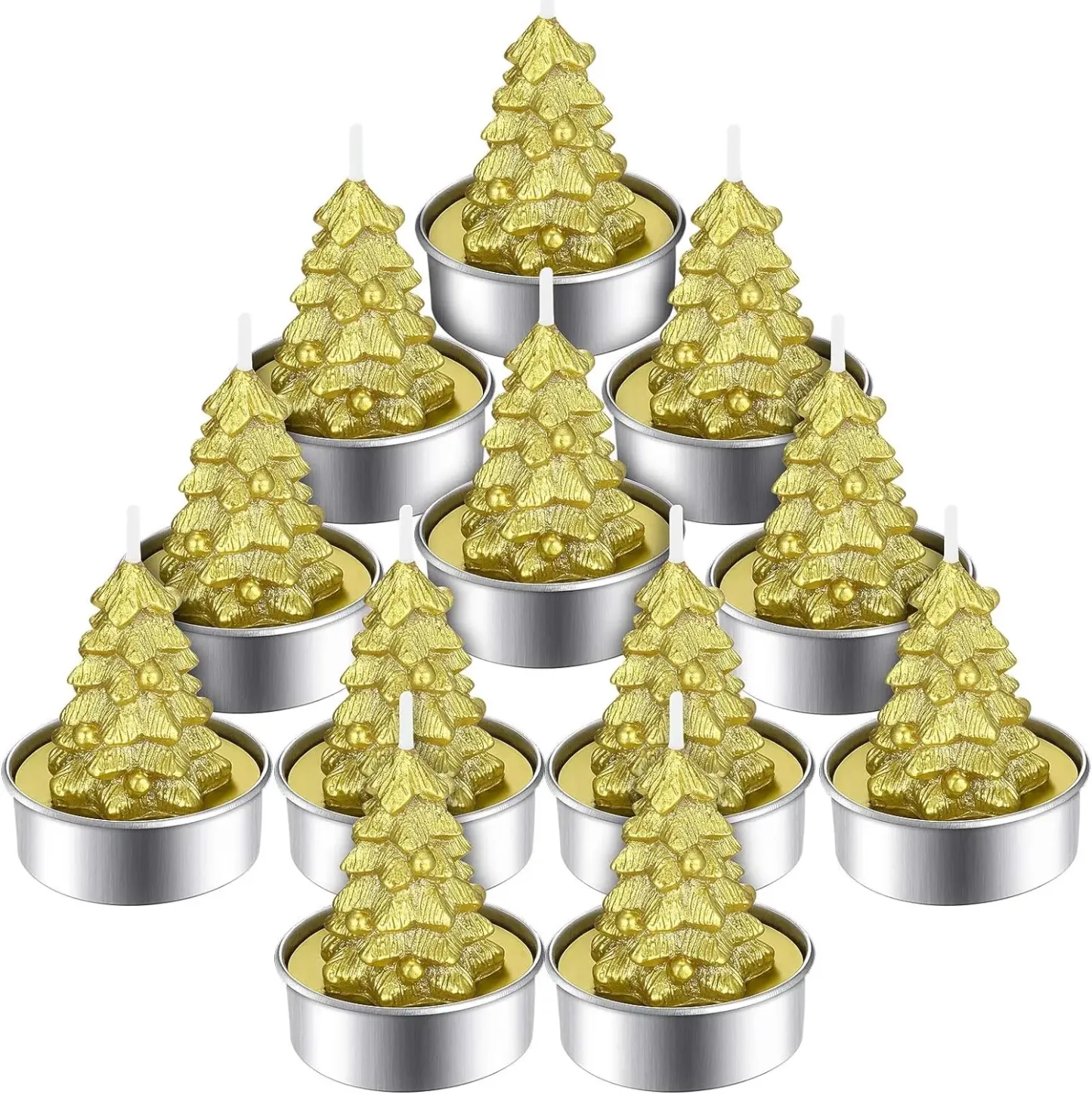12 Pieces Christmas Tree Tealight Candles Handmade Delicate Tree Candles for Christmas Home Decoration Gifts-Festivesl