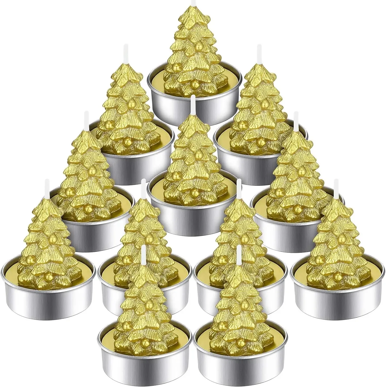12 Pieces Christmas Tree Tealight Candles Handmade Delicate Tree Candles for Christmas Home Decoration Gifts-Festivesl