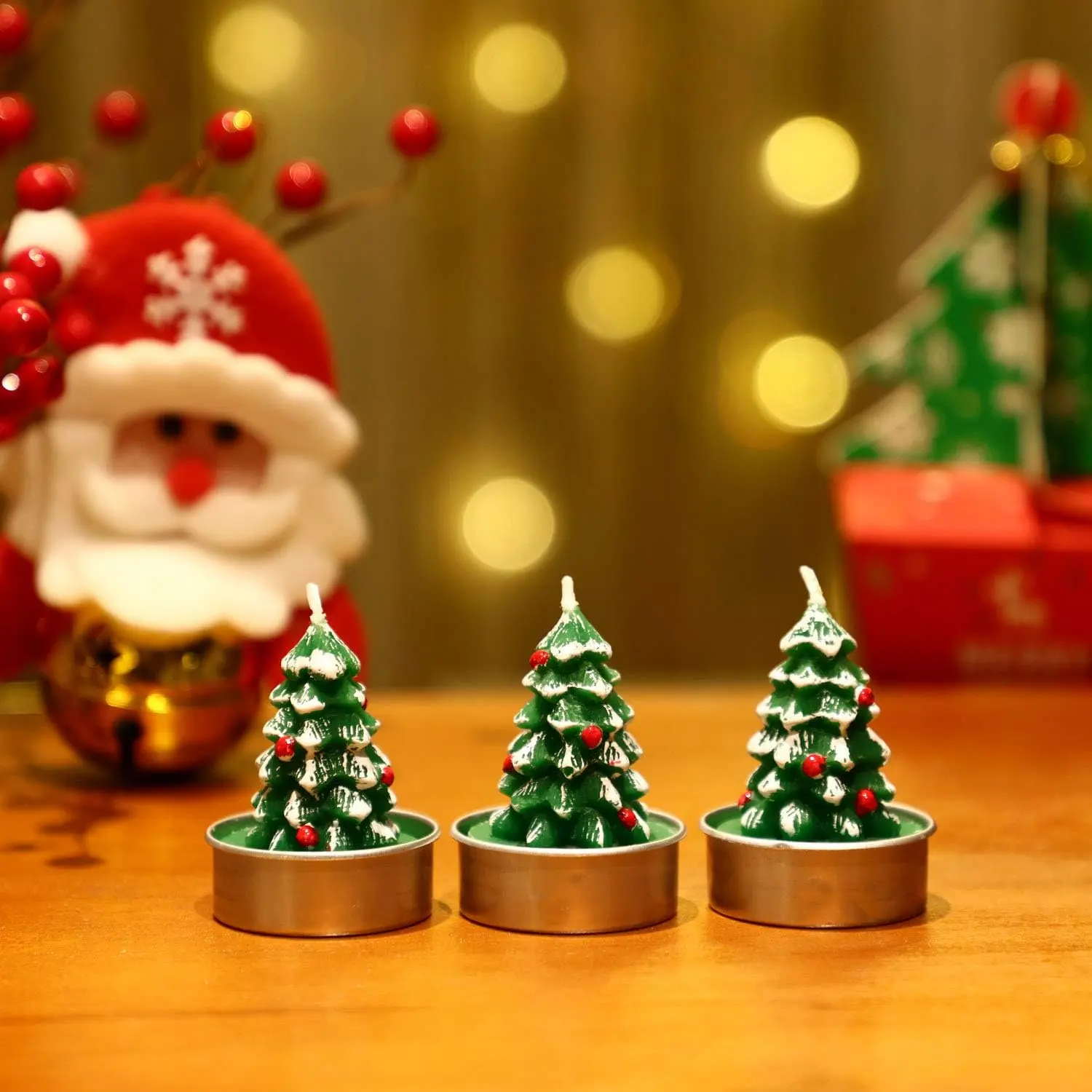 12 Pieces Christmas Tree Tealight Candles Handmade Delicate Tree Candles for Christmas Home Decoration Gifts-Festivesl