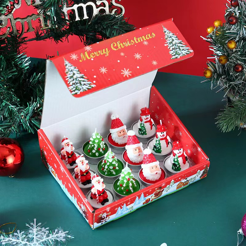 12 Pieces Christmas Tree Tealight Candles Handmade Delicate Tree Candles for Christmas Home Decoration Gifts-Festivesl