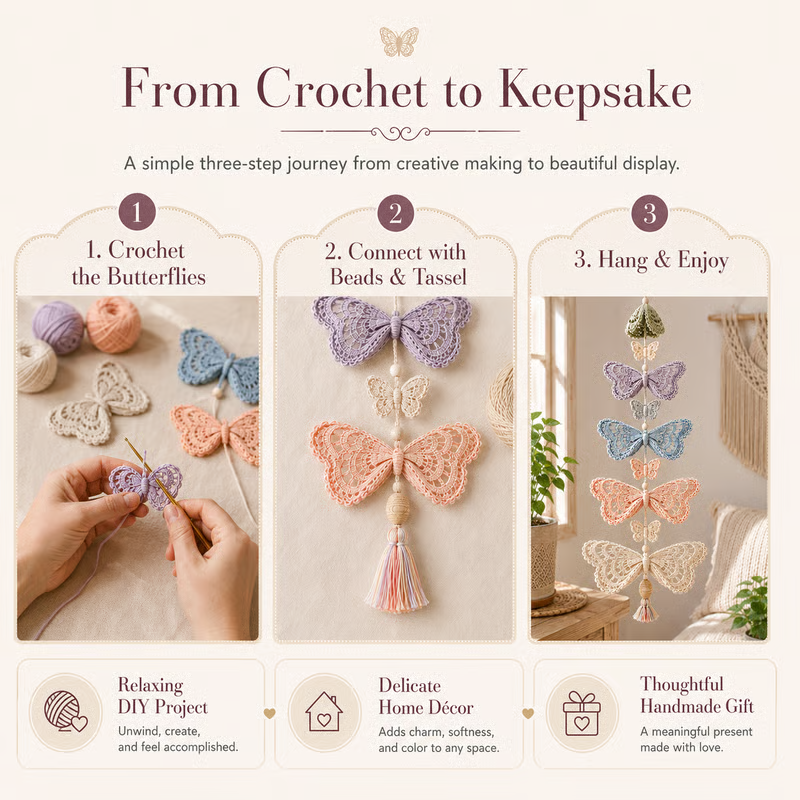 🔥LAST DAY 50% OFF - 🦋Butterfly Garden Cascade DIY Crochet Kit