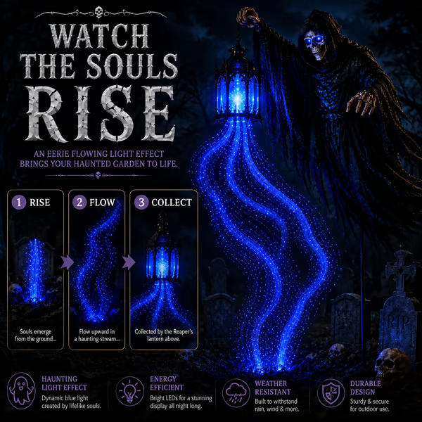 🔥Today 50% OFF🎁💀 Halloween Soul Harvester Animated Graveyard Light – Bring Your Yard to Life 🎃👻