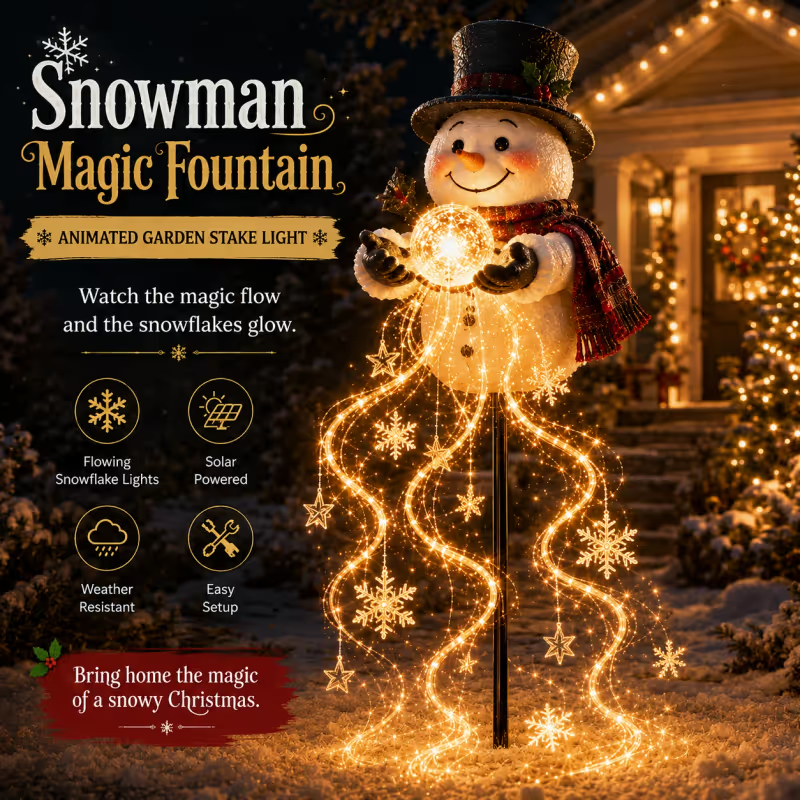 🎄Last day 49% OFF⛄Snowman Magic Fountain-Flowing Snowflake LED Christmas Garden Light❄️