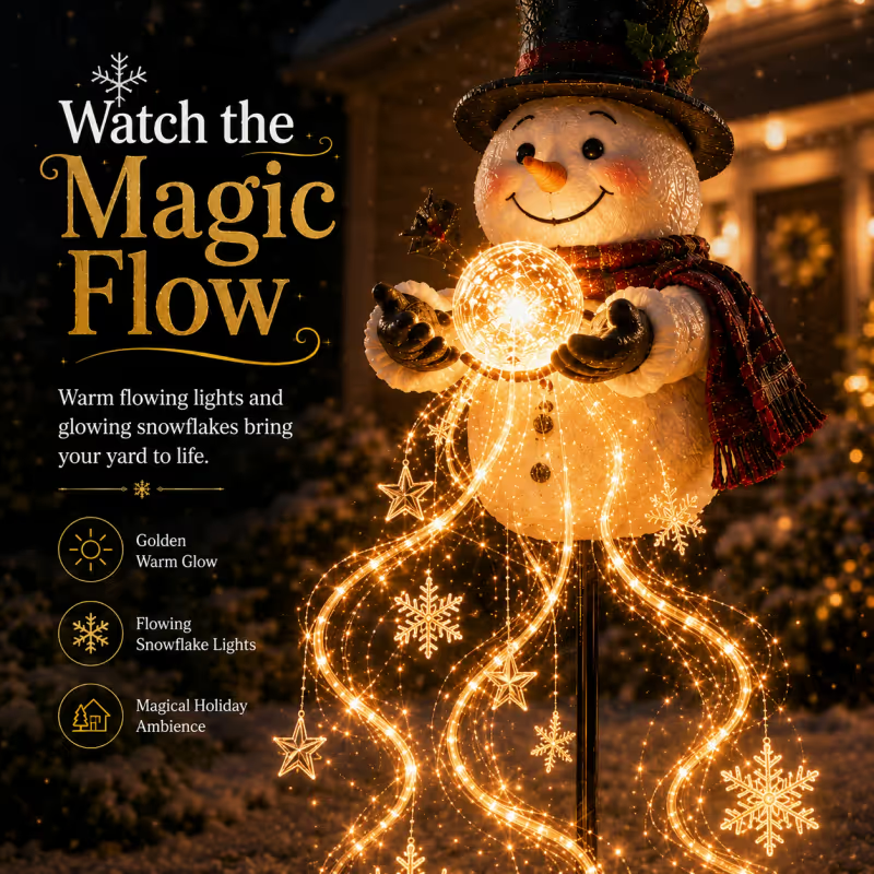 🎄Last day 49% OFF⛄Snowman Magic Fountain-Flowing Snowflake LED Christmas Garden Light❄️