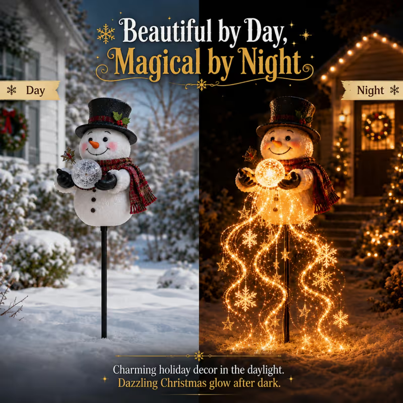 🎄Last day 49% OFF⛄Snowman Magic Fountain-Flowing Snowflake LED Christmas Garden Light❄️
