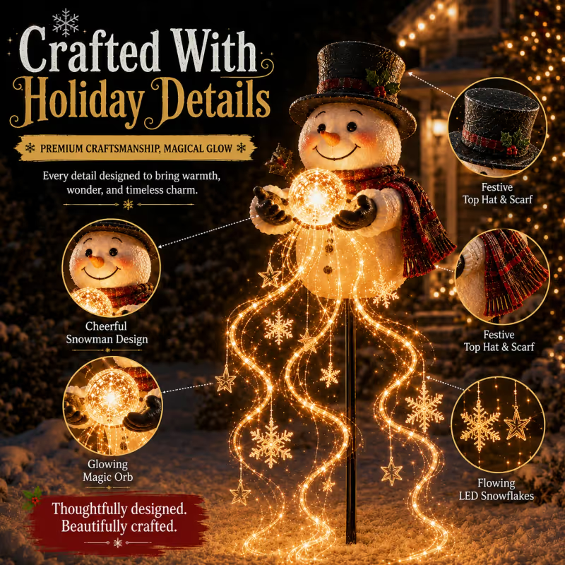 🎄Last day 49% OFF⛄Snowman Magic Fountain-Flowing Snowflake LED Christmas Garden Light❄️