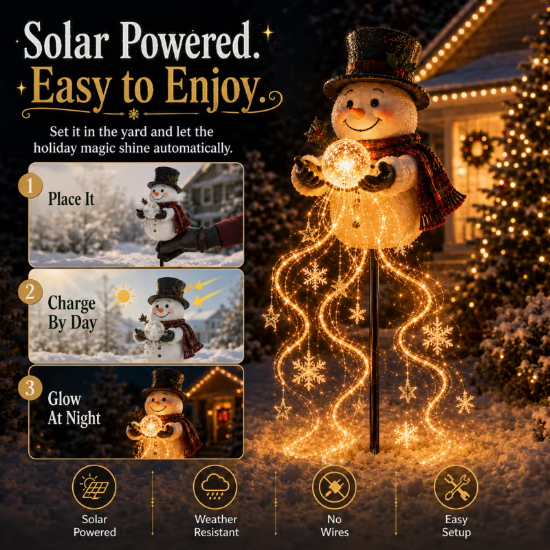 🎄Last day 49% OFF⛄Snowman Magic Fountain-Flowing Snowflake LED Christmas Garden Light❄️
