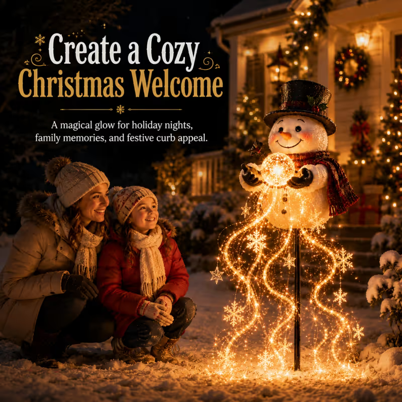 🎄Last day 49% OFF⛄Snowman Magic Fountain-Flowing Snowflake LED Christmas Garden Light❄️