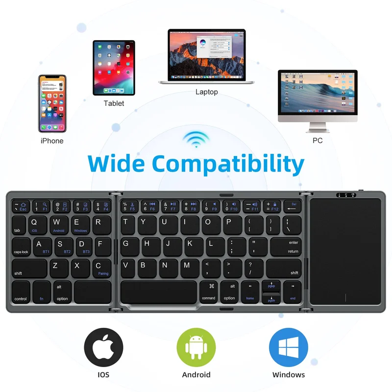 🔥Last Day Promotion 49% OFF🔥Foldable Bluetooth Keyboard with Touchpad-Festivesl