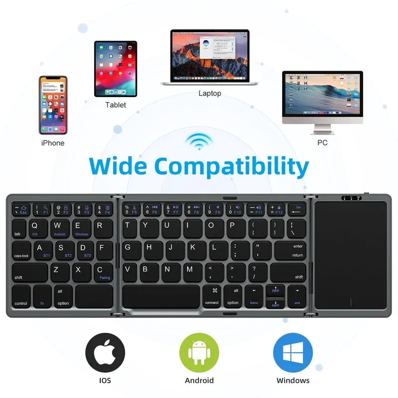 🔥Last Day Promotion 49% OFF🔥Foldable Bluetooth Keyboard with Touchpad-Festivesl