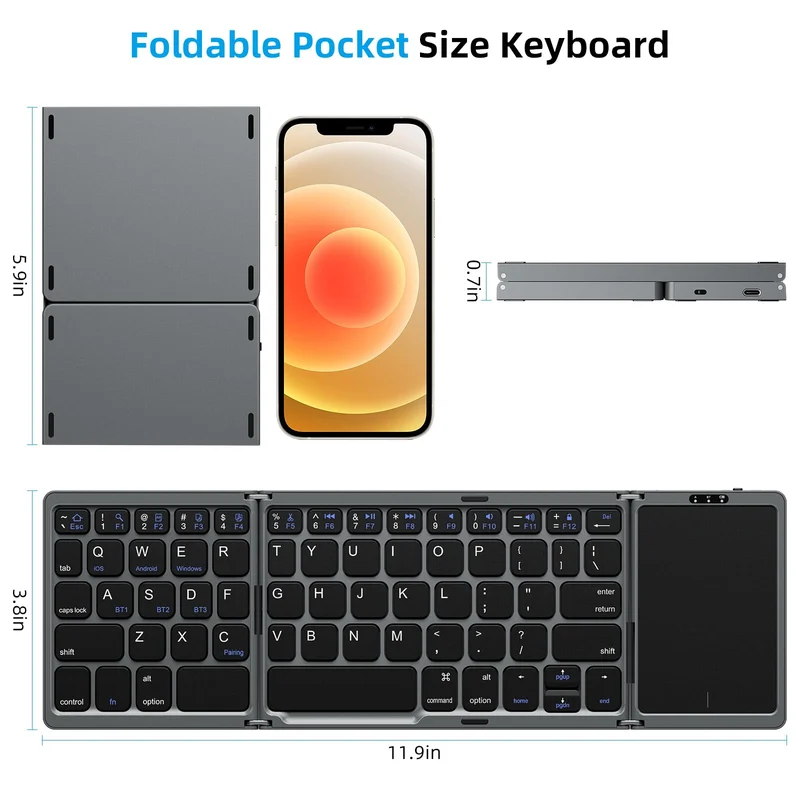 🔥Last Day Promotion 49% OFF🔥Foldable Bluetooth Keyboard with Touchpad-Festivesl