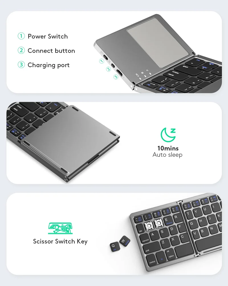 🔥Last Day Promotion 49% OFF🔥Foldable Bluetooth Keyboard with Touchpad-Festivesl