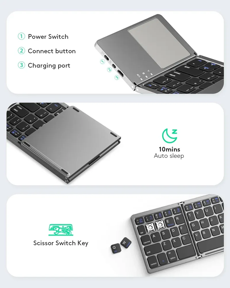 🔥Last Day Promotion 49% OFF🔥Foldable Bluetooth Keyboard with Touchpad-Festivesl
