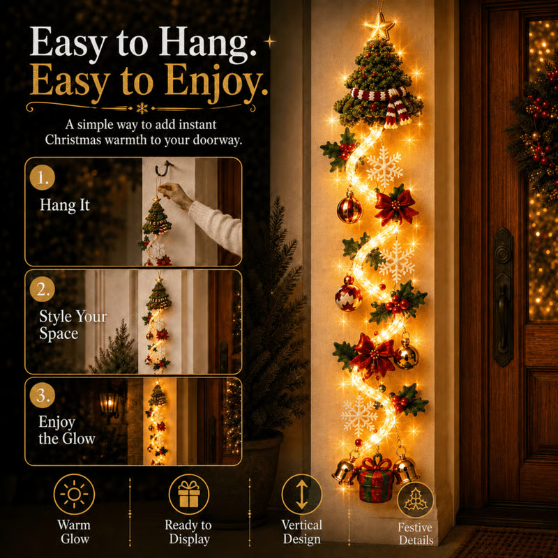 ⏳ Last day! 49% OFF – 🎅MerryCascade Glowing Christmas Door Hanger