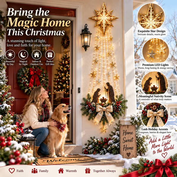 ✝️ Bethlehem Star of Fait – Lighted Nativity Wall Decor