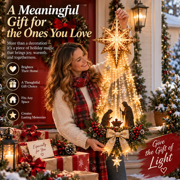 ✝️ Bethlehem Star of Fait – Lighted Nativity Wall Decor