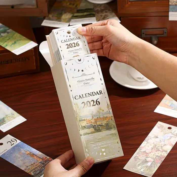 🎨 2026 Vintage European Style Oil Painting Flip Calendar