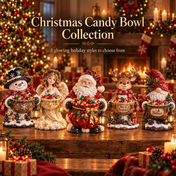 💯🎄 Christmas Sale – 49% OFF ✨ Lighted Christmas Candy Bowl Collection – 5 Festive Holiday Designs