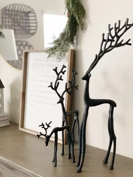 🎅Christmas bestsellers 🦌2 PC Black Reindeer Statues Christmas Decorations Set