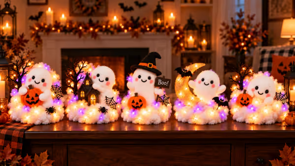 ⏳ Last Day 49% OFF – 👻 Glowing Ghost Staircase Decor | 5 Playful Halloween Characters for Railings, Mantels & Entryways 🎃