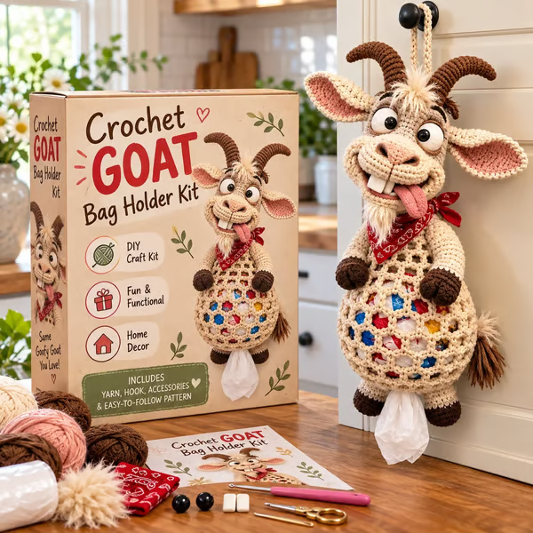 🧶Crochet Animal Bag Holder DIY Kit – Cute & Functional Hanging Storage Craft Kit