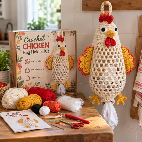 🧶Crochet Animal Bag Holder DIY Kit – Cute & Functional Hanging Storage Craft Kit