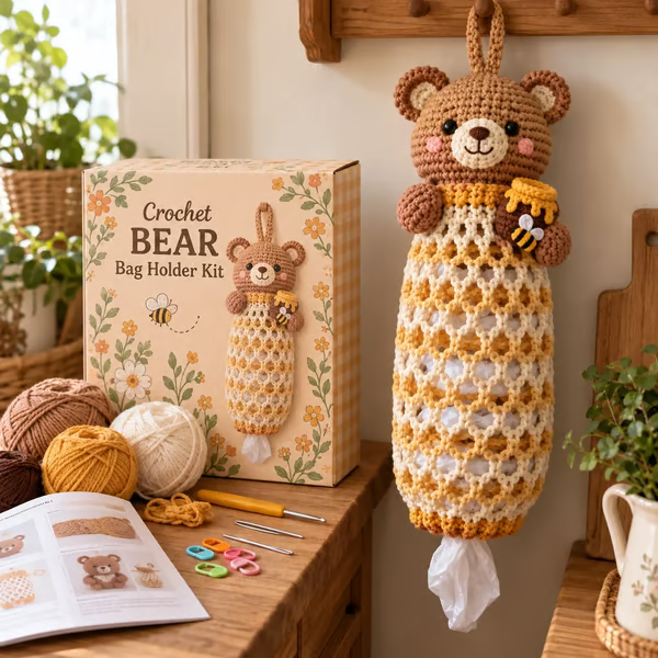 🧶Crochet Animal Bag Holder DIY Kit – Cute & Functional Hanging Storage Craft Kit