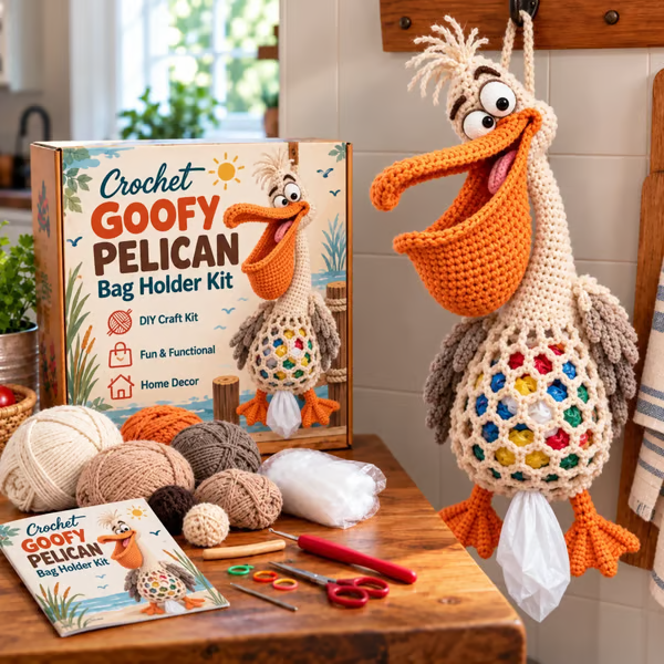 🧶Crochet Animal Bag Holder DIY Kit – Cute & Functional Hanging Storage Craft Kit