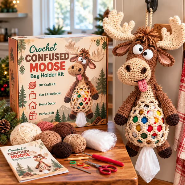 🧶Crochet Animal Bag Holder DIY Kit – Cute & Functional Hanging Storage Craft Kit