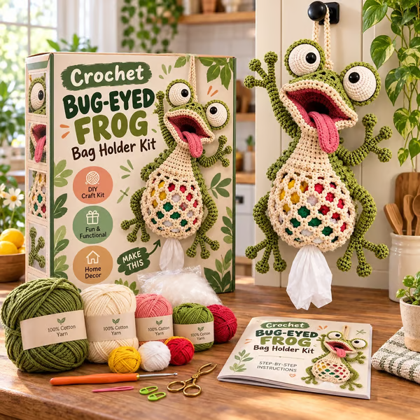 🧶Crochet Animal Bag Holder DIY Kit – Cute & Functional Hanging Storage Craft Kit