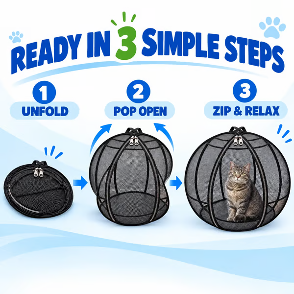 🐱 Pop-Up Cat Outdoor Playpen — Let Your Cat Explore Freely But Safely | Portable Mesh Haven for Backyard & Travel | 🚚 Buy 2 Free Shipping