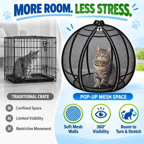 🐱 Pop-Up Cat Outdoor Playpen — Let Your Cat Explore Freely But Safely | Portable Mesh Haven for Backyard & Travel | 🚚 Buy 2 Free Shipping
