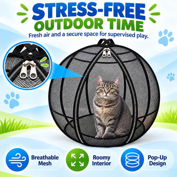🐱 Pop-Up Cat Outdoor Playpen — Let Your Cat Explore Freely But Safely | Portable Mesh Haven for Backyard & Travel | 🚚 Buy 2 Free Shipping