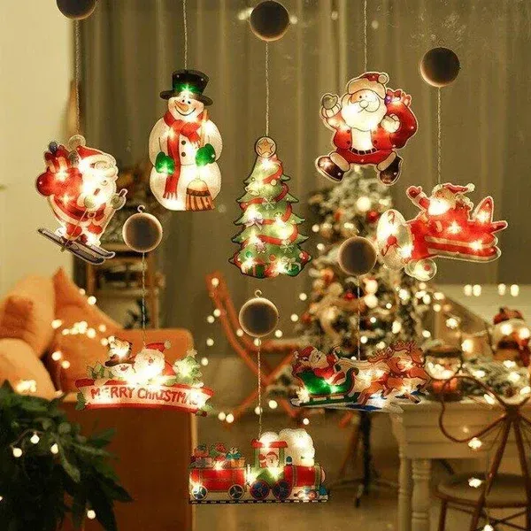 🎄🎅Christmas Presale - Get Surprise Offer-Christmas Window Hanging Lights-Festivesl