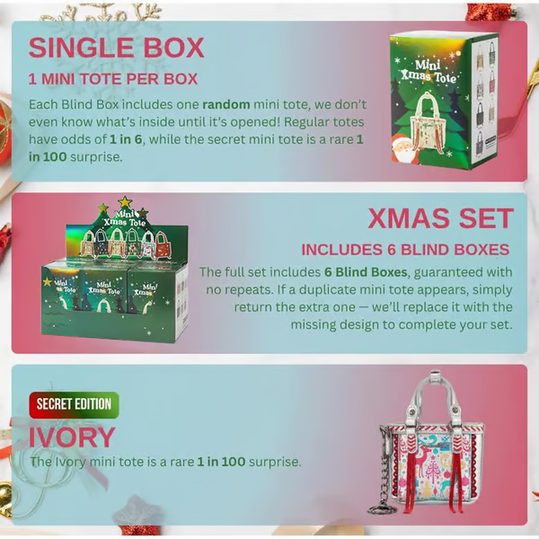 🔥LAST DAY 50% OFF🎄Mini Xmas Tote Blind Box🎁Perfect Gift for Holiday Suprises