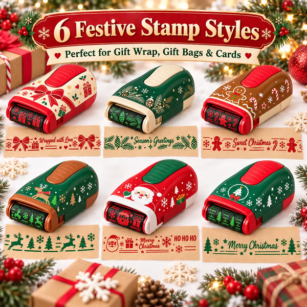 🎄 Christmas Handheld Craft Roller Stamp | Create Continuous Festive Patterns on Gift Bags, Wrapping Paper & Cards ✨