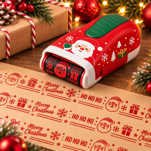 🎄 Christmas Handheld Craft Roller Stamp | Create Continuous Festive Patterns on Gift Bags, Wrapping Paper & Cards ✨