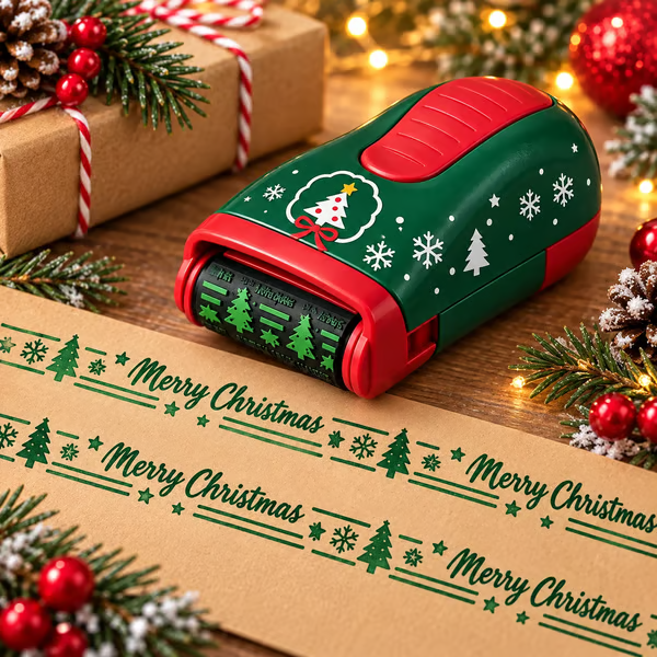 🎄 Christmas Handheld Craft Roller Stamp | Create Continuous Festive Patterns on Gift Bags, Wrapping Paper & Cards ✨