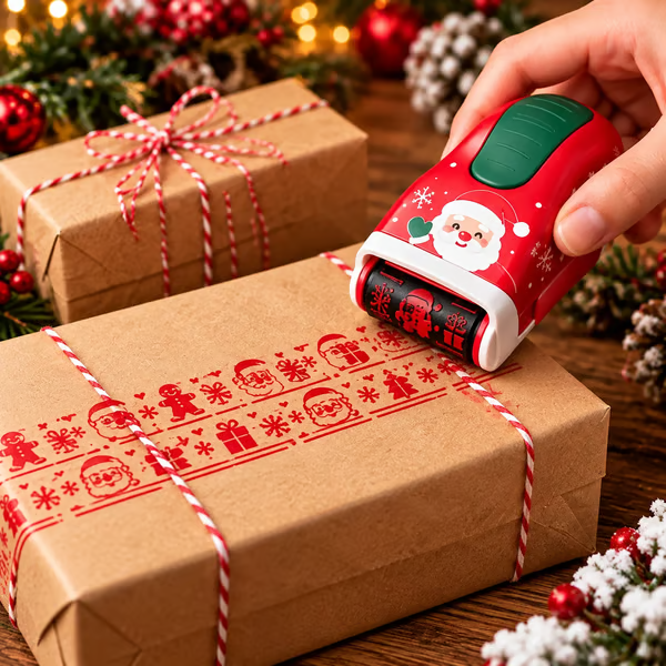 🎄 Christmas Handheld Craft Roller Stamp | Create Continuous Festive Patterns on Gift Bags, Wrapping Paper & Cards ✨