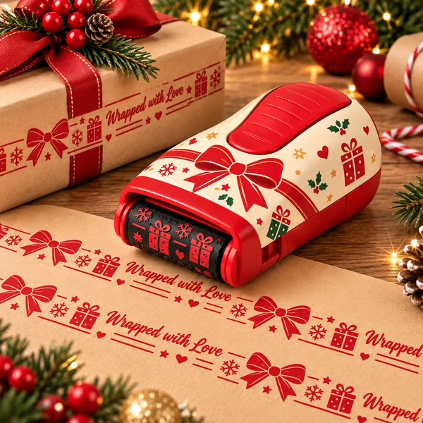 🎄 Christmas Handheld Craft Roller Stamp | Create Continuous Festive Patterns on Gift Bags, Wrapping Paper & Cards ✨