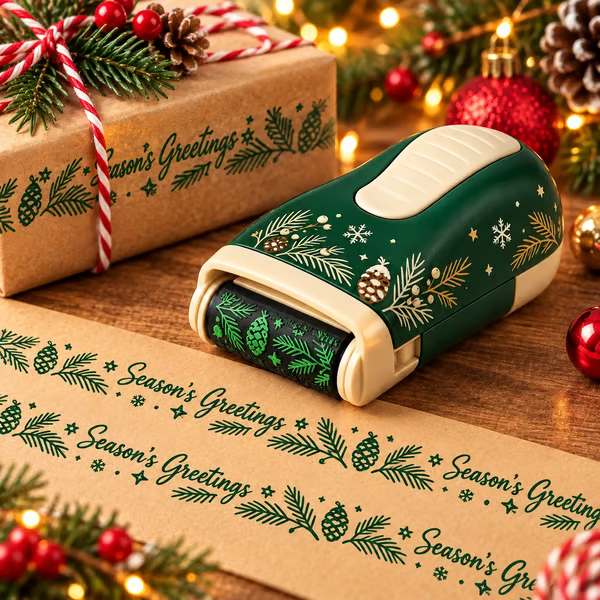 🎄 Christmas Handheld Craft Roller Stamp | Create Continuous Festive Patterns on Gift Bags, Wrapping Paper & Cards ✨