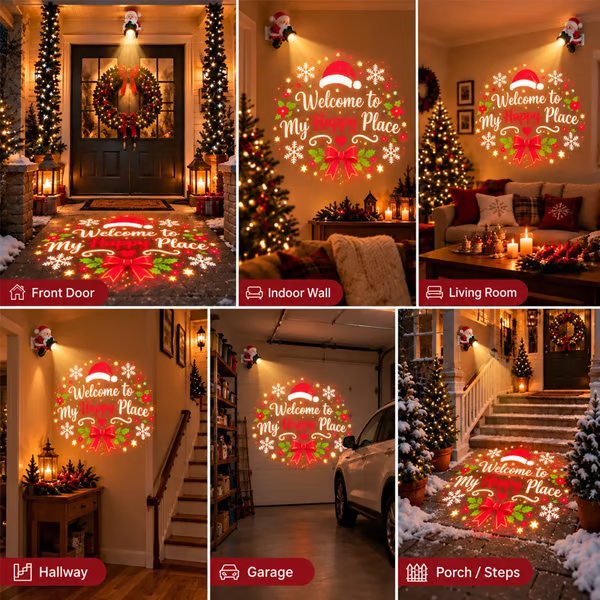 🎅Santa Christmas Welcome Light Projector | – Festive Holiday Doorway Light with Remote Control ✨